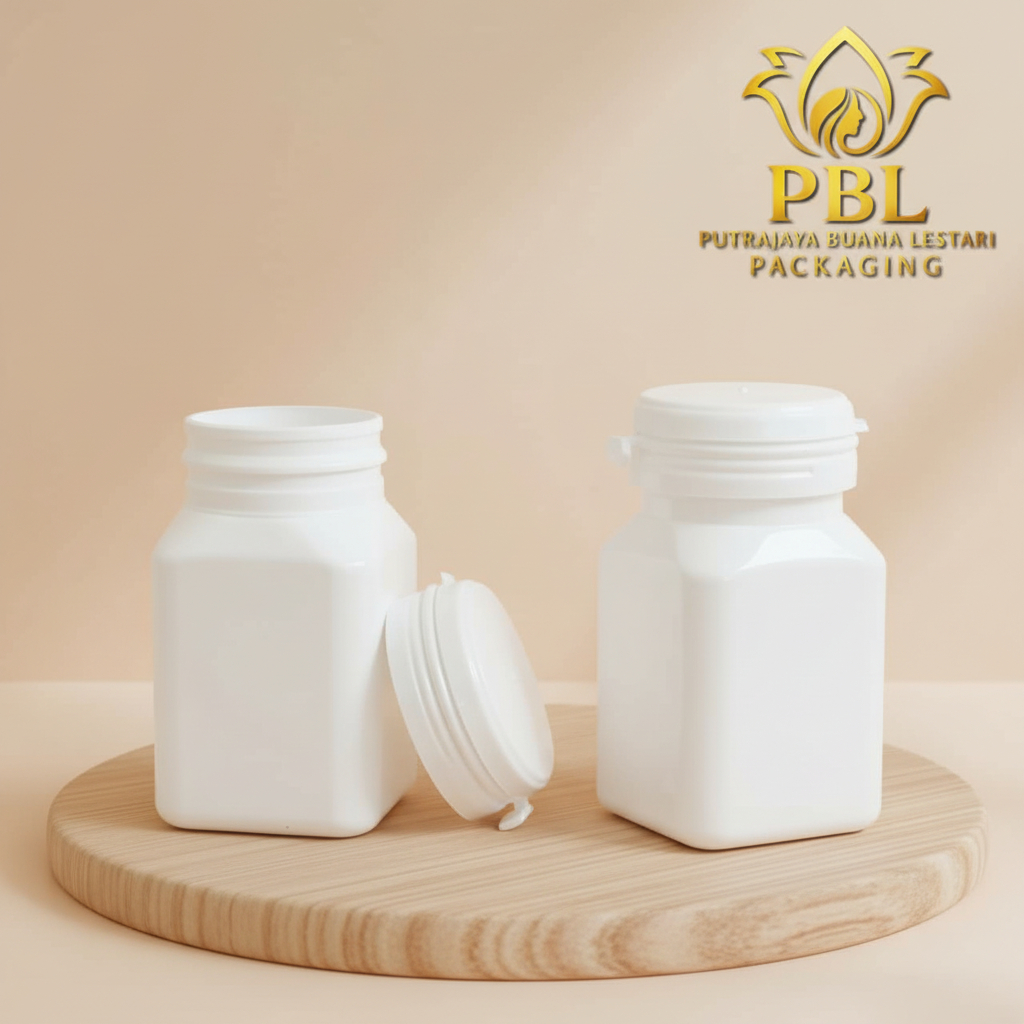 Botol Kapsul Kotak 30ml Putih / Botol Kapsul Isi 30 / Botol Kemasan Pil & Kapsul 30ml / Botol Plasti