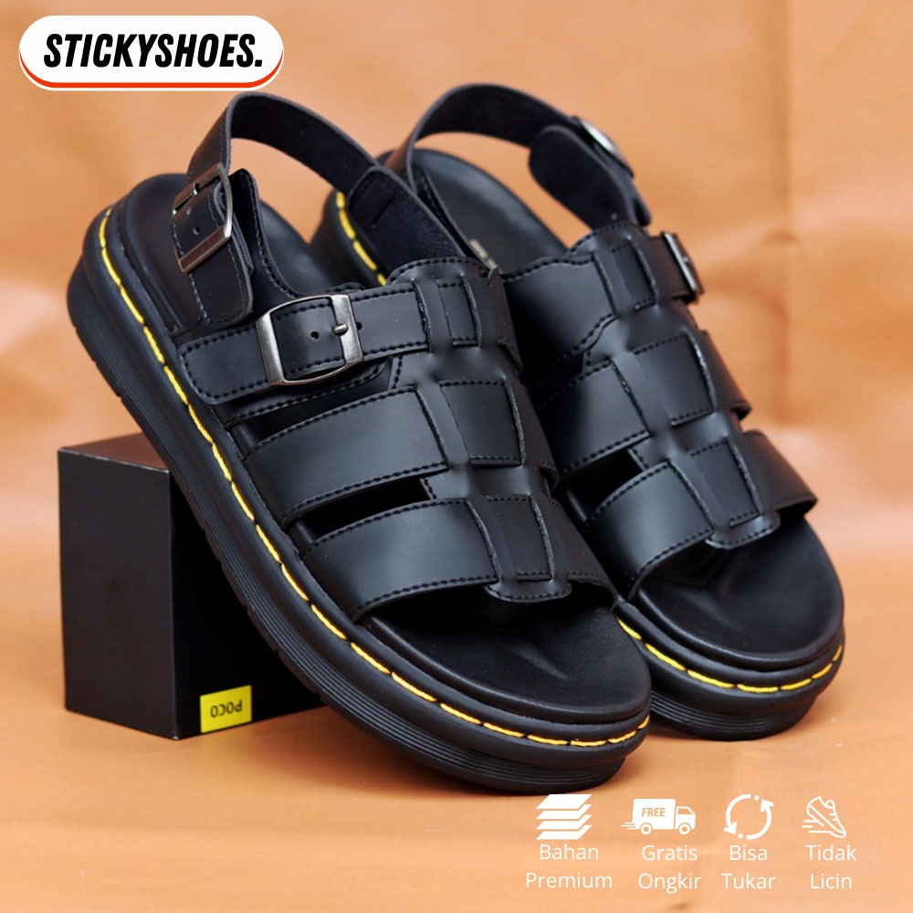 SIGMA - Sandal Sepatu Kulit Pria Wanita Hitam