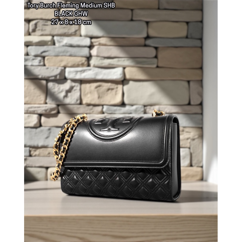 tas wanita tory burch Tory Burch Fleming Medium Black / TB fleming small black GHW