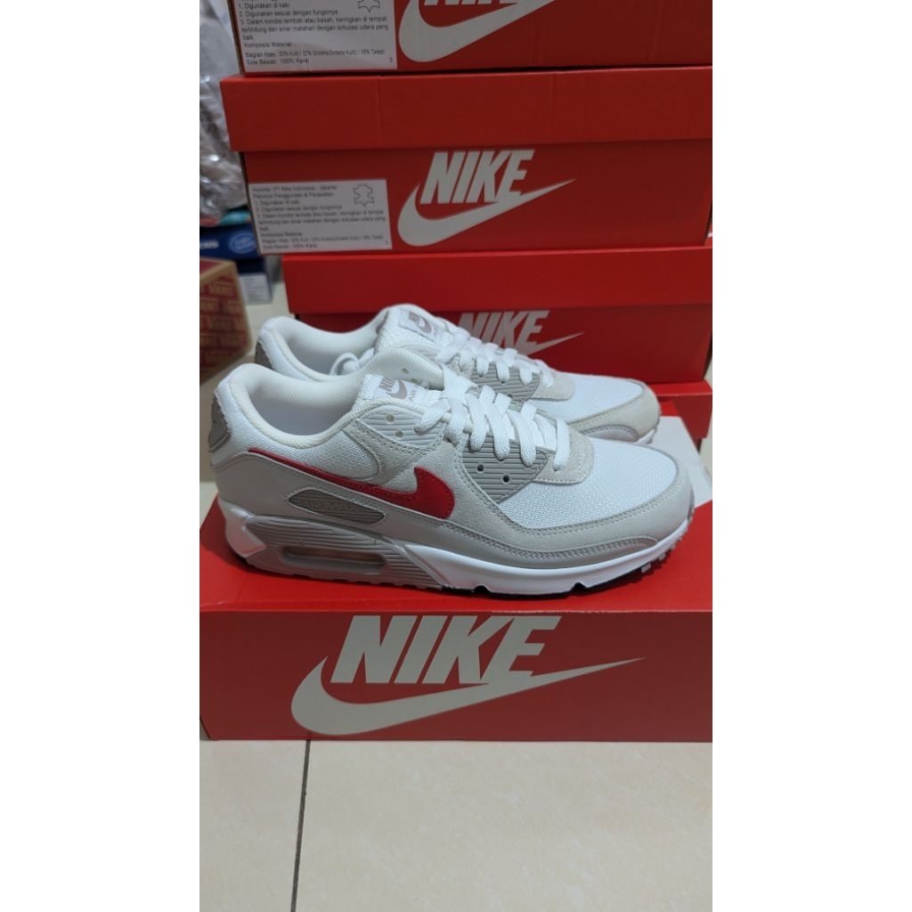 (BNIB) ORIGINAL Sepatu Air Max 90 White University Red
