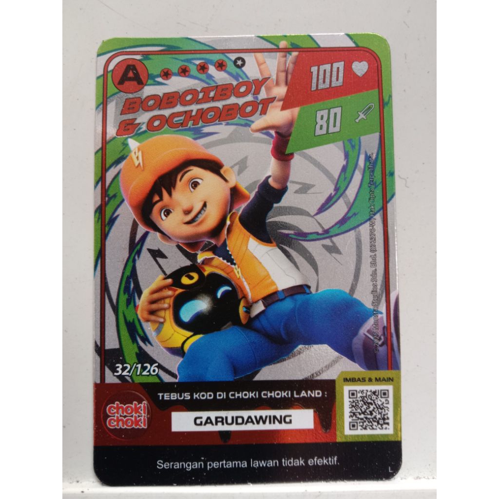 kartu choki choki boboiboy & ochobot