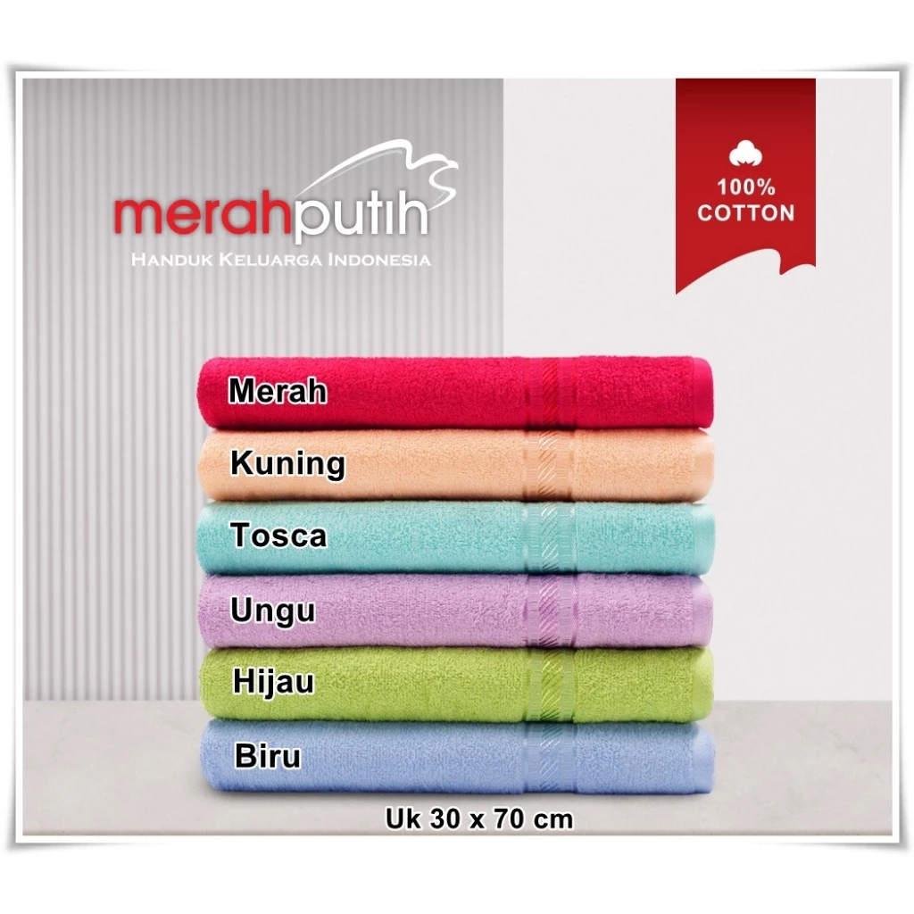 Es_Teh_Mamam Handuk Mandi Badan Muka Anak Remaja Dewasa Merah Putih Polos Onics Mutia Lexi Hr Lyly