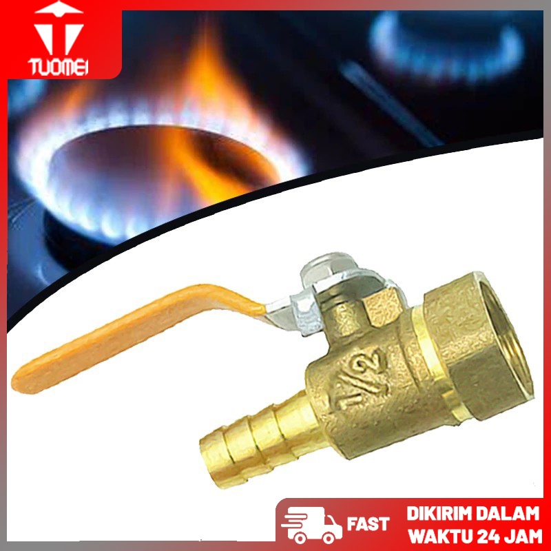 Stop Valve Kran Gas 1/2 Inch /Gas Bahan Kuningan/Dalam Drat Keran
