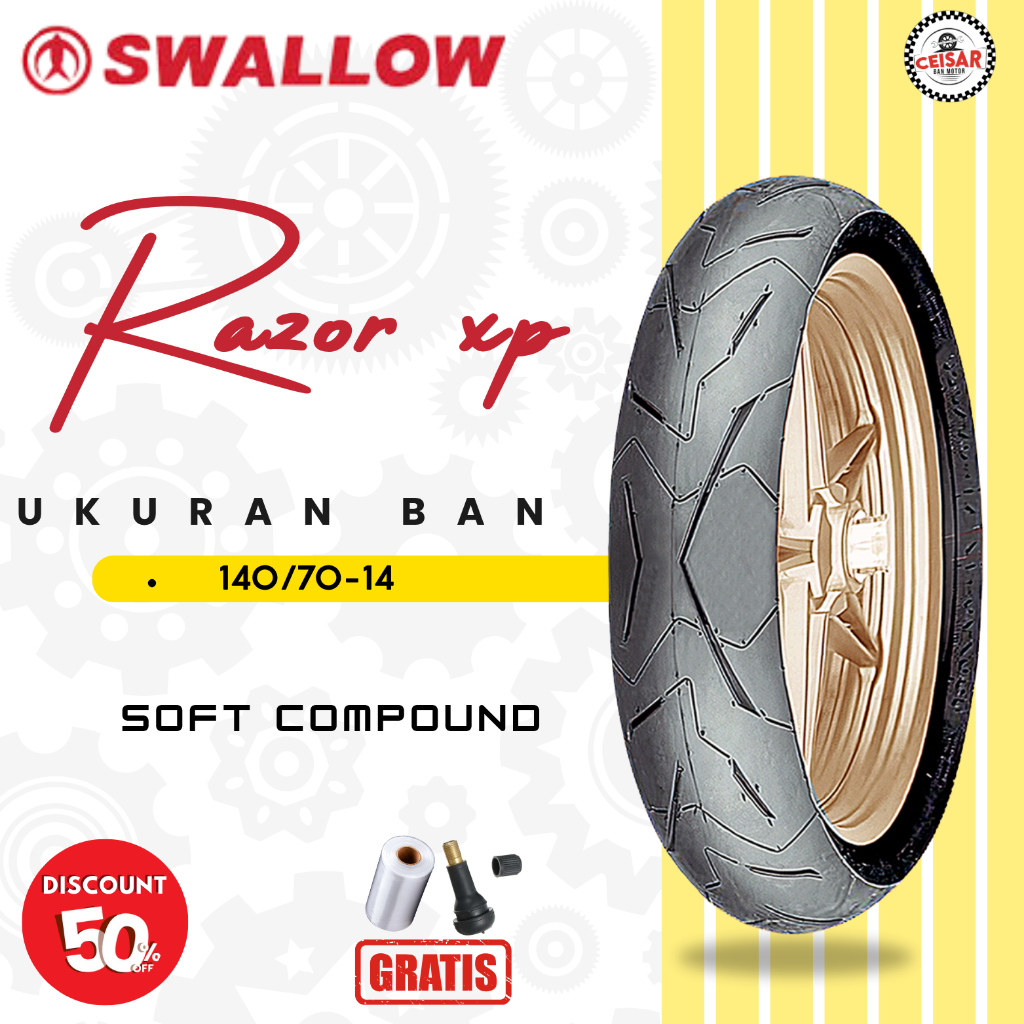 Ban Belakang Tubles Motor YAMAHA AEROX SOFT COMPOUND SWALLOW RAZOR 140/70 Ring 14