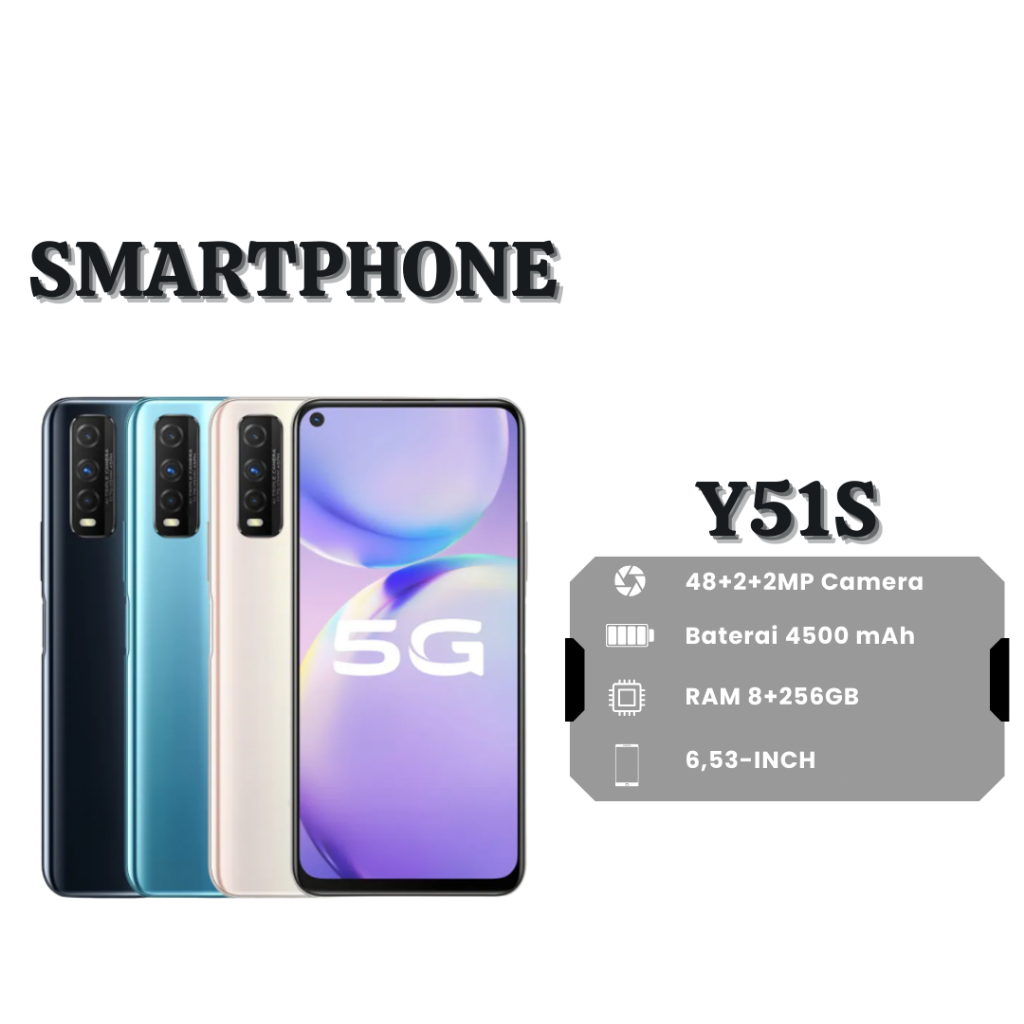 SMARTPHONE Y51S RAM8GB+128GB BATERAI 5000 MAH GRANSI 12 BULAN
