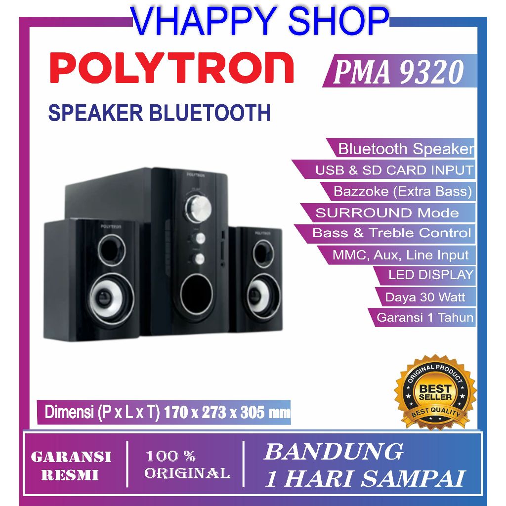 SPEAKER AKTIF POLYTRON PMA 9320 PMA9320 BLUETOOTH GARANSI RESMI