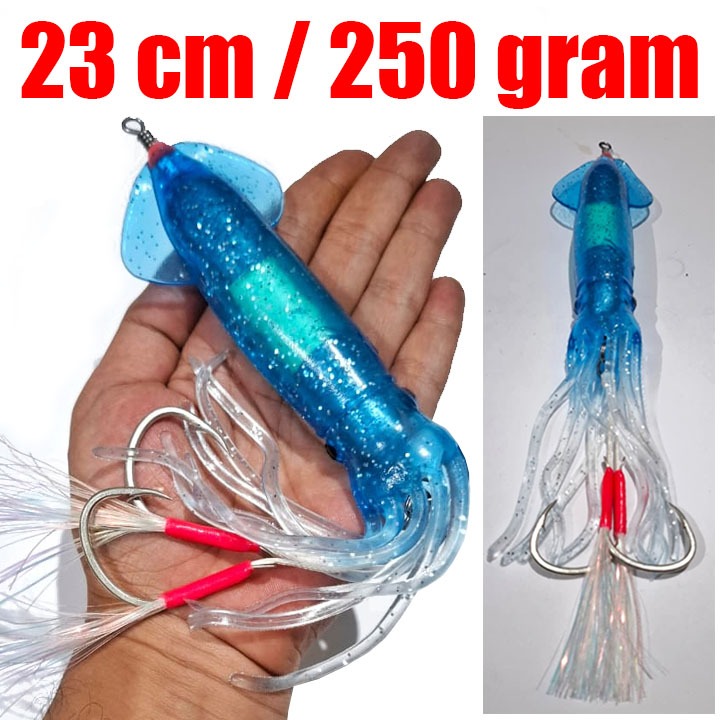 Metal Jig Cumi Karet Konceran 250g Fosfor Glow In The Dark Umpan Pancing Jigging Assist Hook