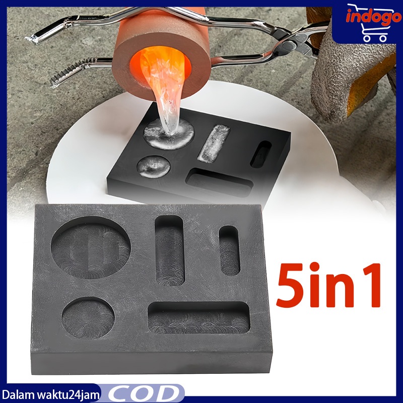 Graphite Ingot Mould 5 In 1 Cetakan Ingot Grafit High Density Emas Silver Aluminium Kaca Bulat Koin