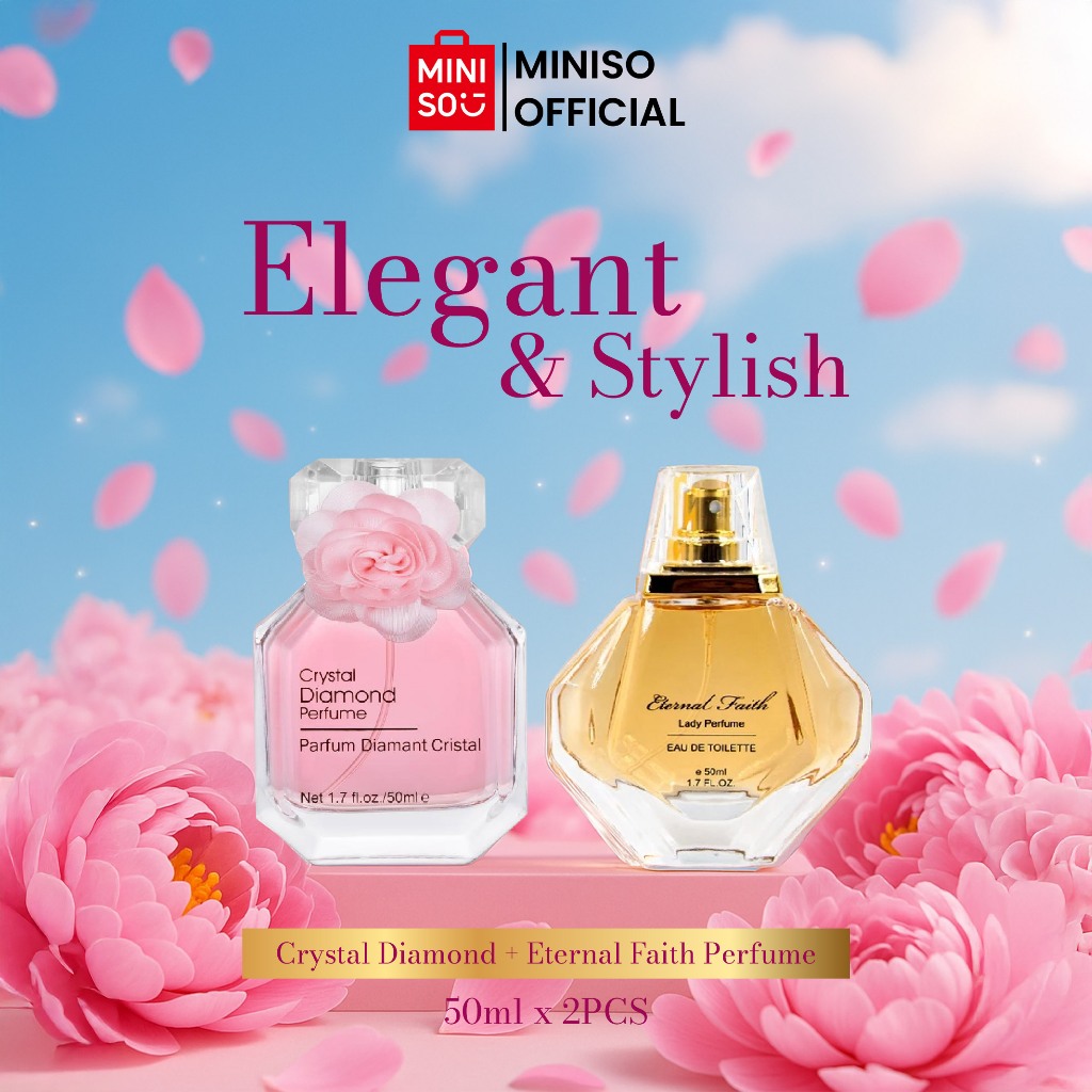 [BUNDLE 2 IN 1] Miniso Official Parfum Wanita Eternal Faith Lady + MINISO Parfum wanita EDT Crystal 