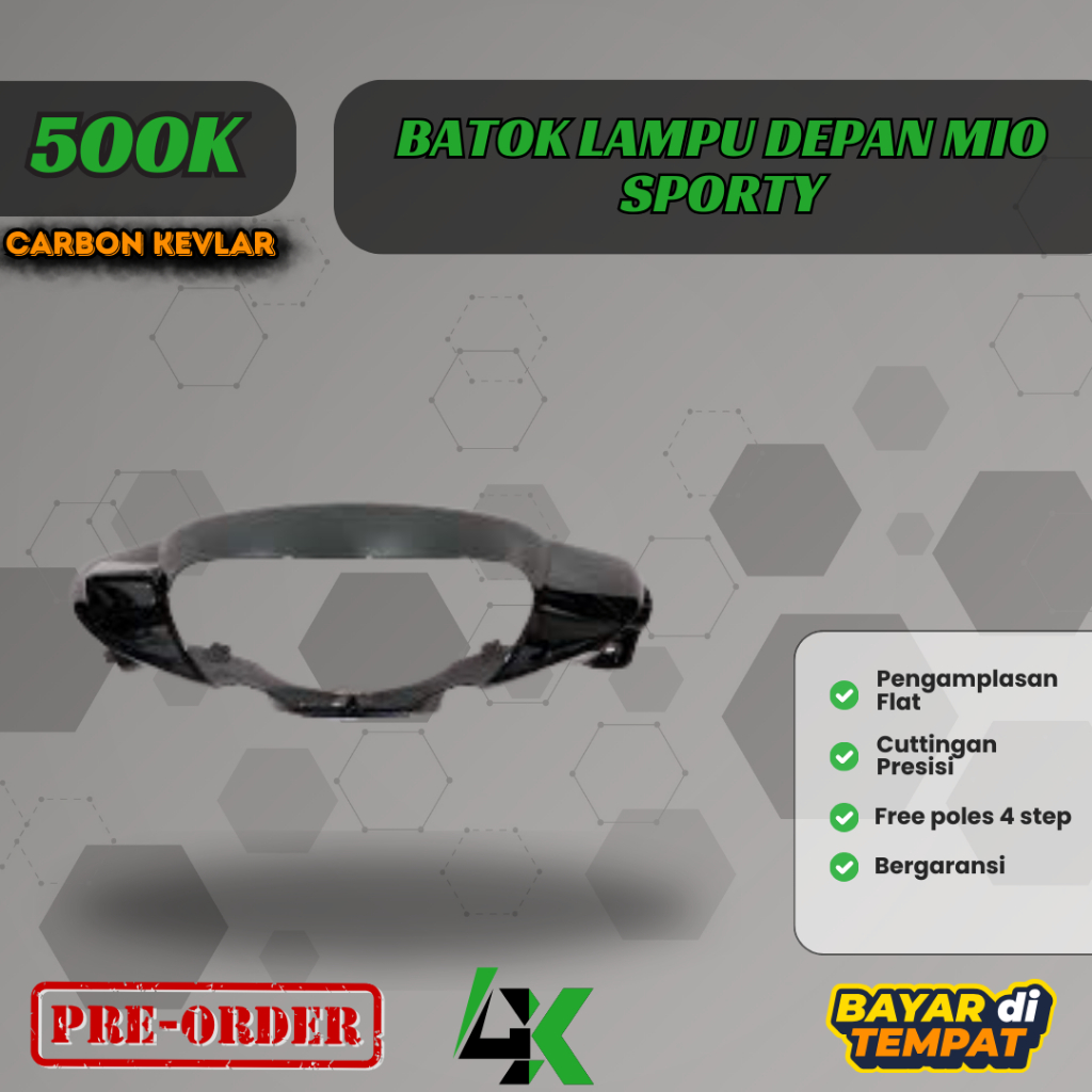 Batok Kepala Lampu Depan Mio Sporty Carbon Kevlar Karbon Fiber