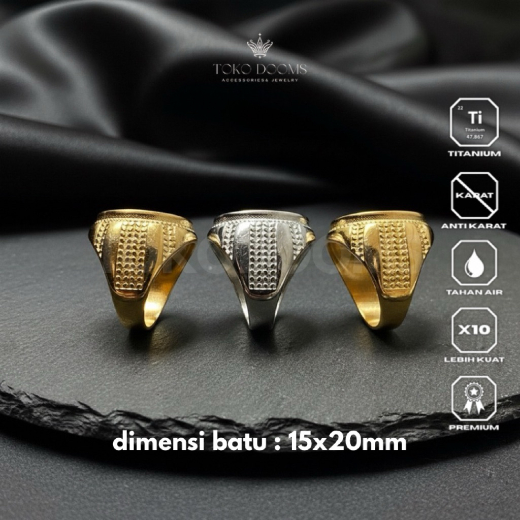 ring emban cincin pria model garis  [TITANIUM] 15x20 super elegan super halus dan mewah