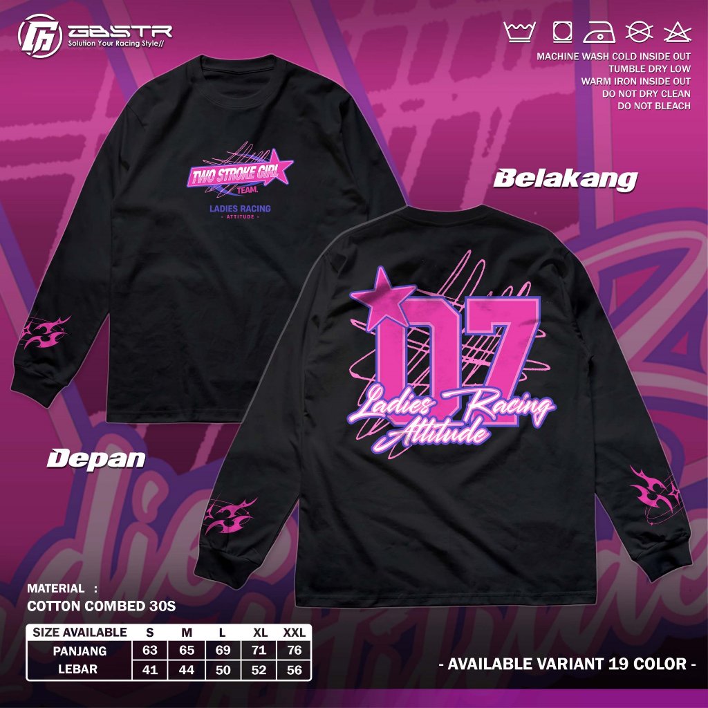 KAOS TWO STROKE GIRL LADIES RACING LENGAN PANJANG - 2 Stroke T-Shirt Longsleeve I Baju 2 Tak Herex F