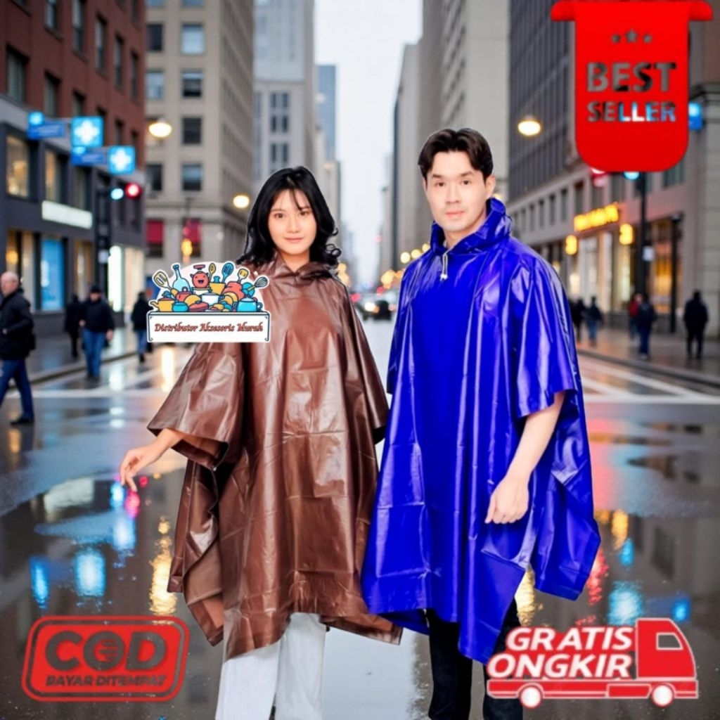 [DAM] Jas Hujan Ponco Penguins P 555 Size XXL Lengan Kelelawar Penguins