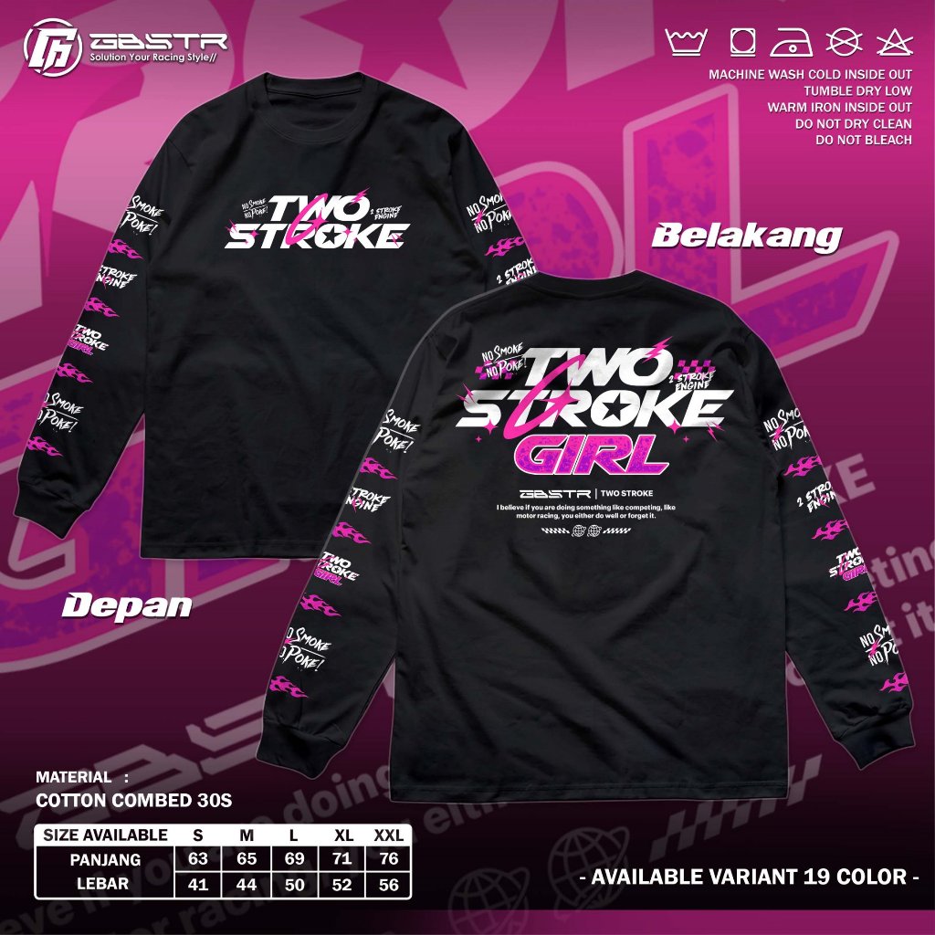 Kaos Two Stroke Girl I 2 Stroke 2 Tak Longsleeve I Baju Cewek Racing Lengan Panjang - Kaos Herex Fiz