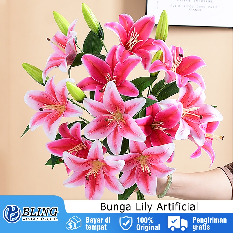 [COD] Bunga Lily Casablanca bunga hias plastik artificial dekorasi kamar babysbreath Bunga lili buat