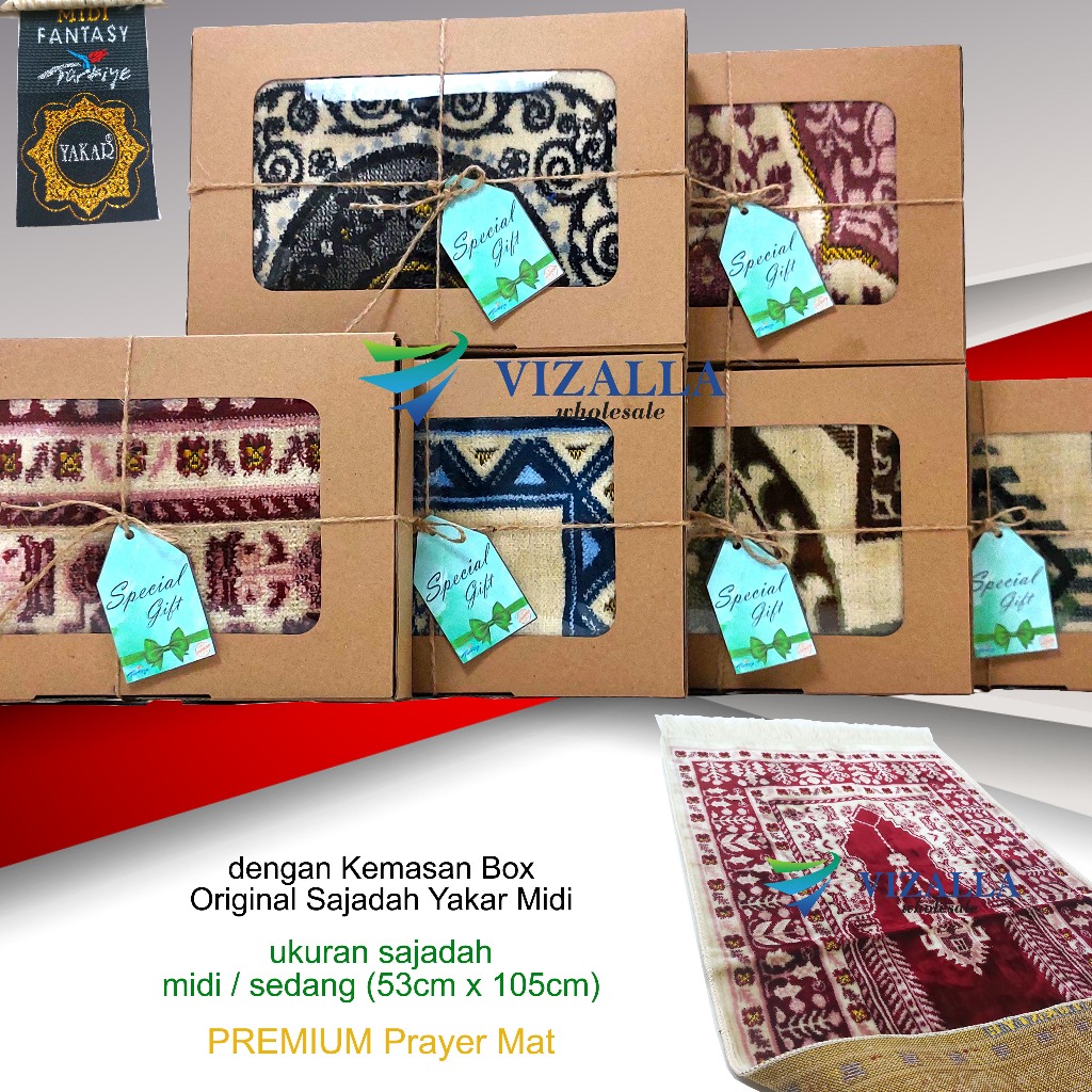 dengan Kemasan Box Original Sajadah Premium Turkiye Yakar Midi 53x105cm/ Souvenir Haji Umroh