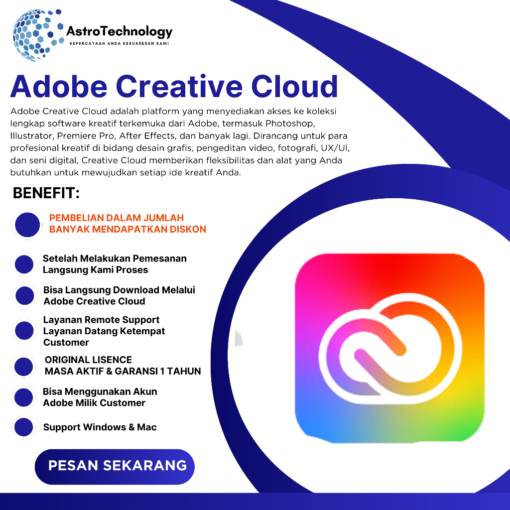 Adobe Creative Cloud Subscription 1 Tahun Bergaransi