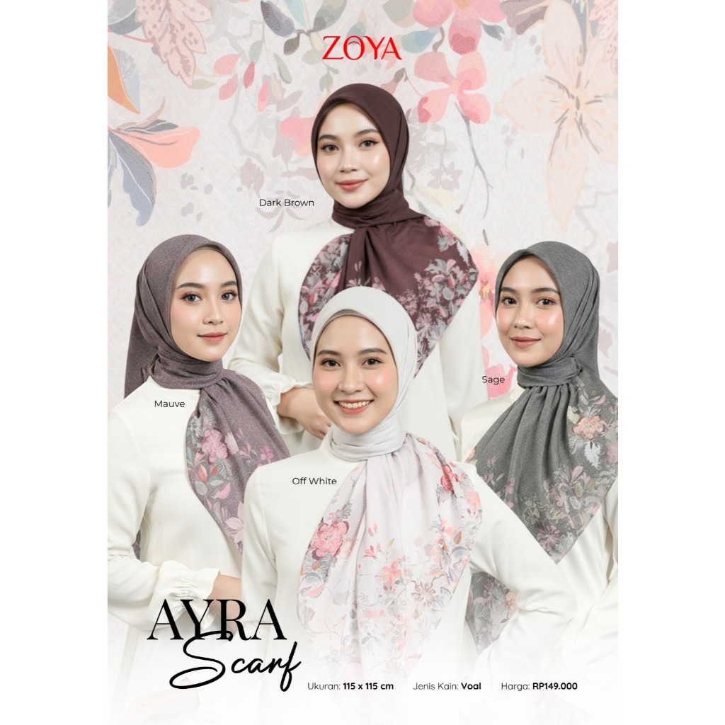 Zoya - Ayra Print Scarf - Kerudung Hijab Segi Empat Motif Premium - Box - zoya baltos