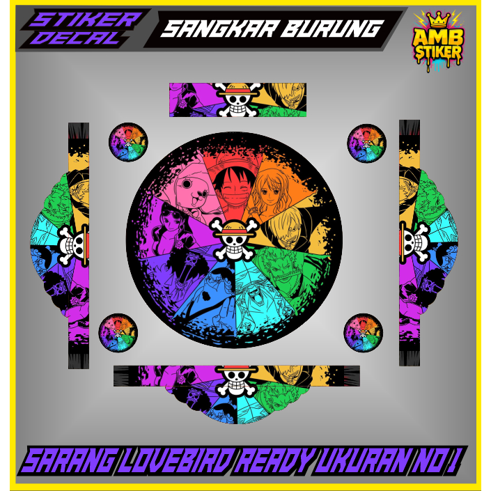 AMB - Stiker Decal Sangkar Burung No.1 / diameter 33cm Kurungan Burung Bulat One Piece