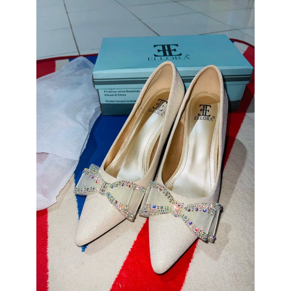 ELLORA EM-3993 GOLD Sepatu Heels Pesta
