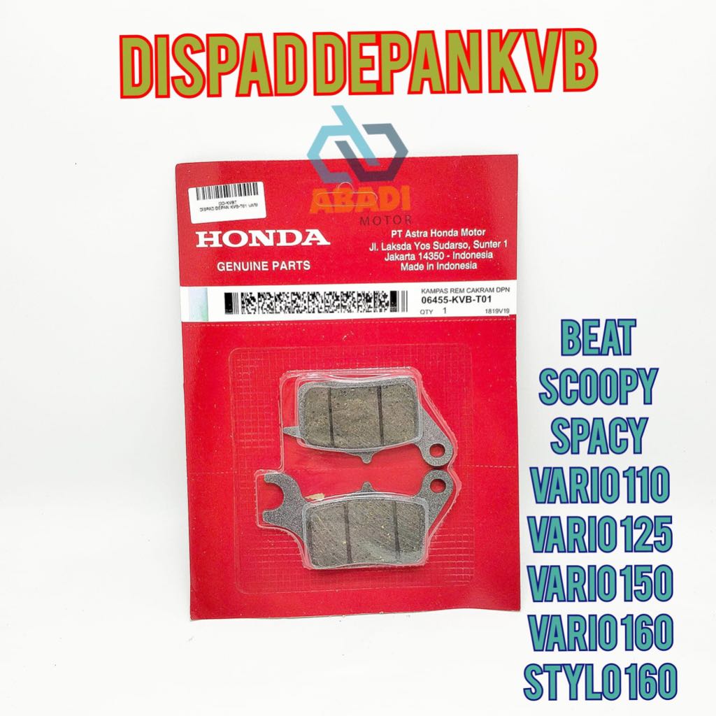Dispad Depan Ori Honda KVB Kampas Rem Disped Beat Karbu Beat Pop Beat Sporty Smile Space FI Snoopy E