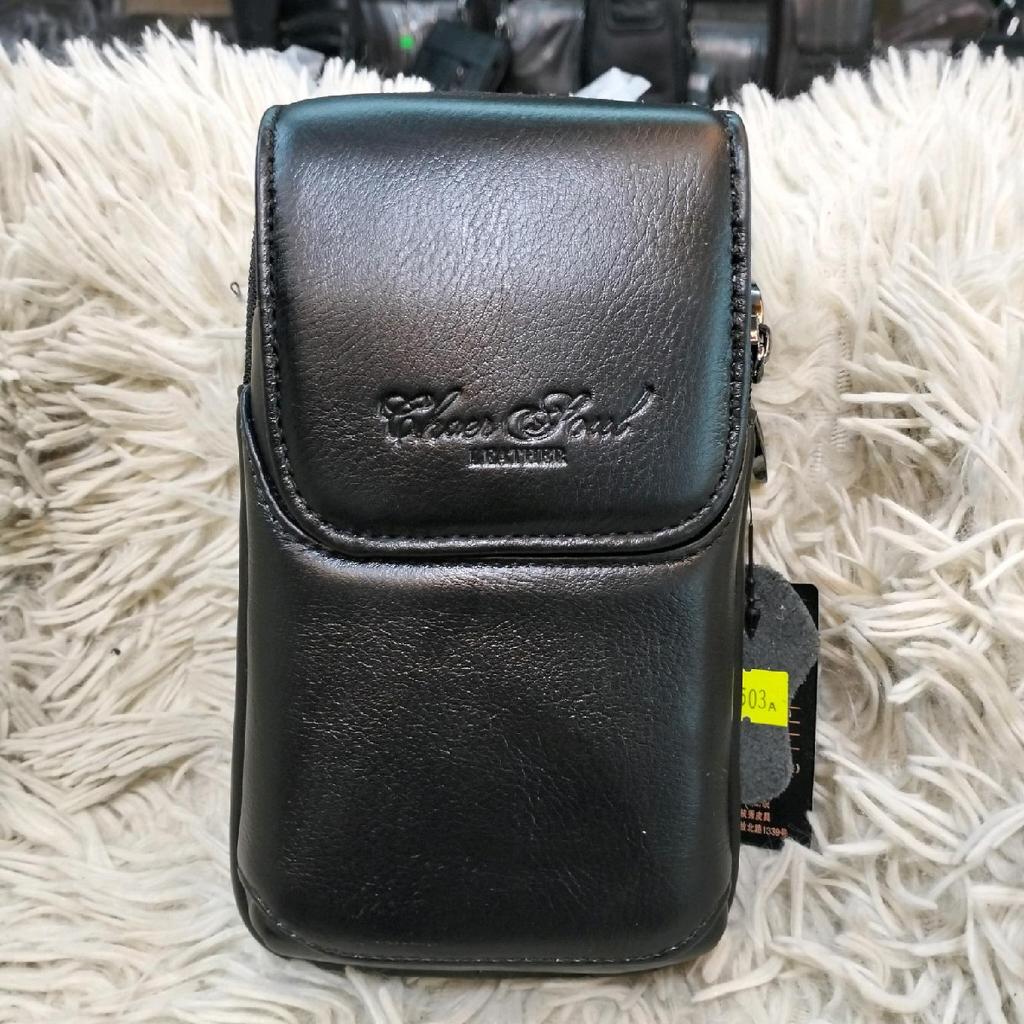 Tas Hp Kulit 3 Ruang Dompet Hp Pria Sarung Hp Kulit Cheer Soul 2503 Polos Hitam - Hitam
