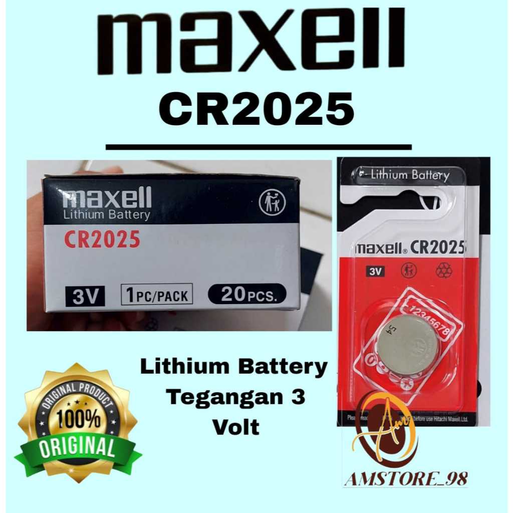Baterai Maxell CR2025 Original 3V Lithium Battery Made In JAPAN  Baterai CR 2025 Original per pcs