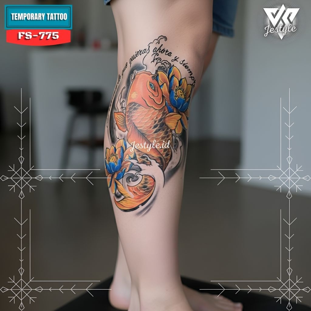 [TH-775] Tato Temporer Temporary Tattoo ikan koi Tahan air Pria dan Wanita
