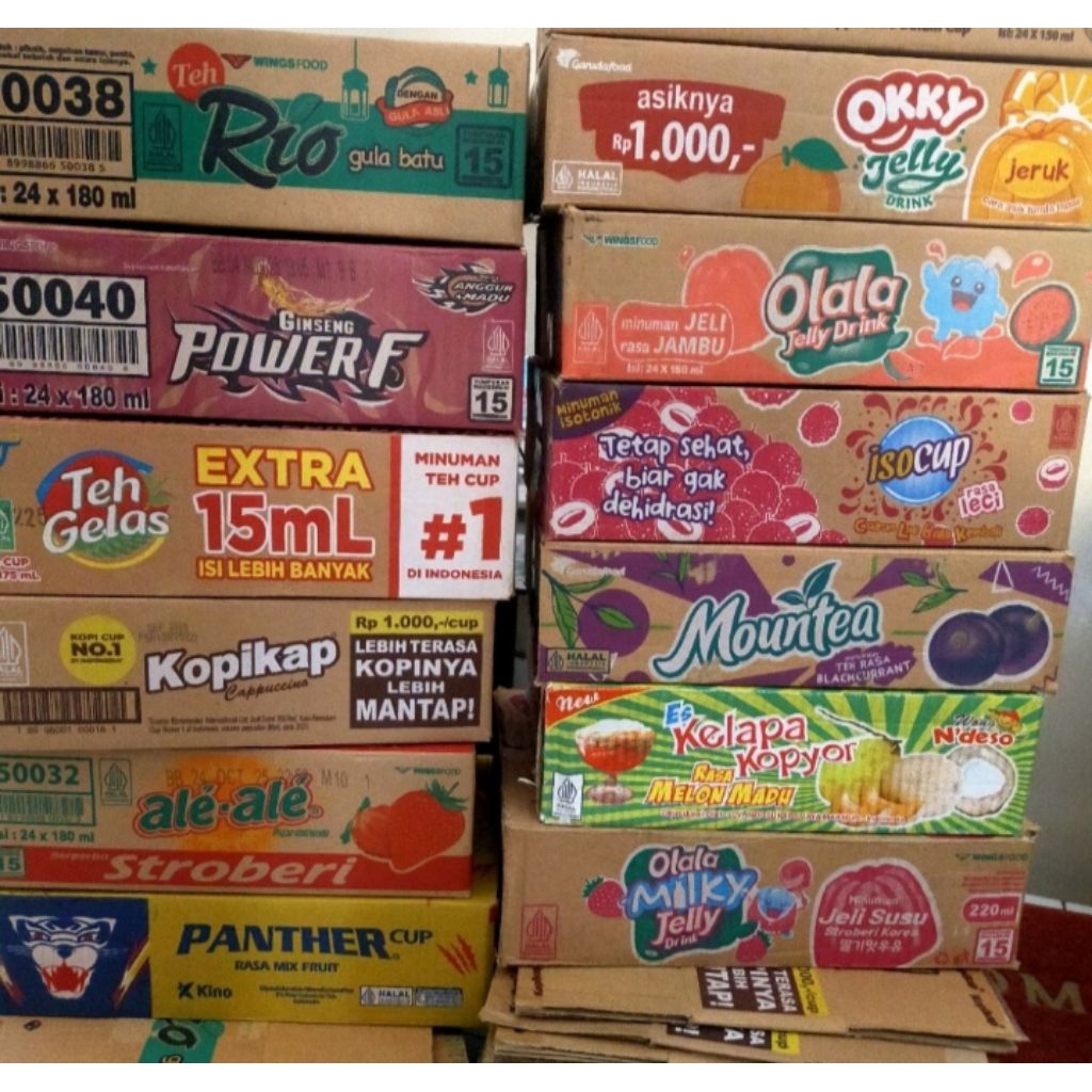 Kardus Bekas Minuman cup aleale,teh gelas semua mrek Ukuran 32x23x10 cm murah