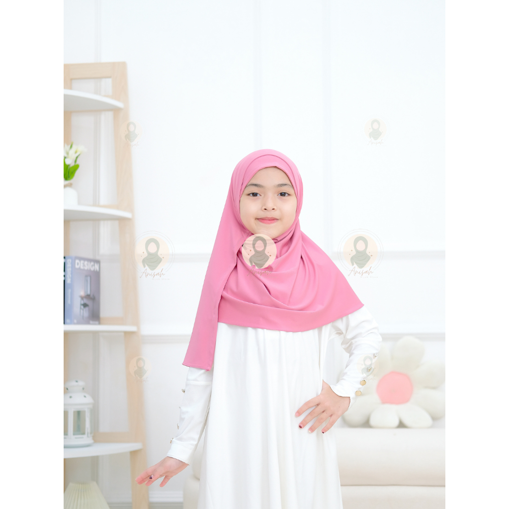 HIjab Pashmina Instan anak 2 in 1,Hijab Pashmina instan anak 6-13 Tahun