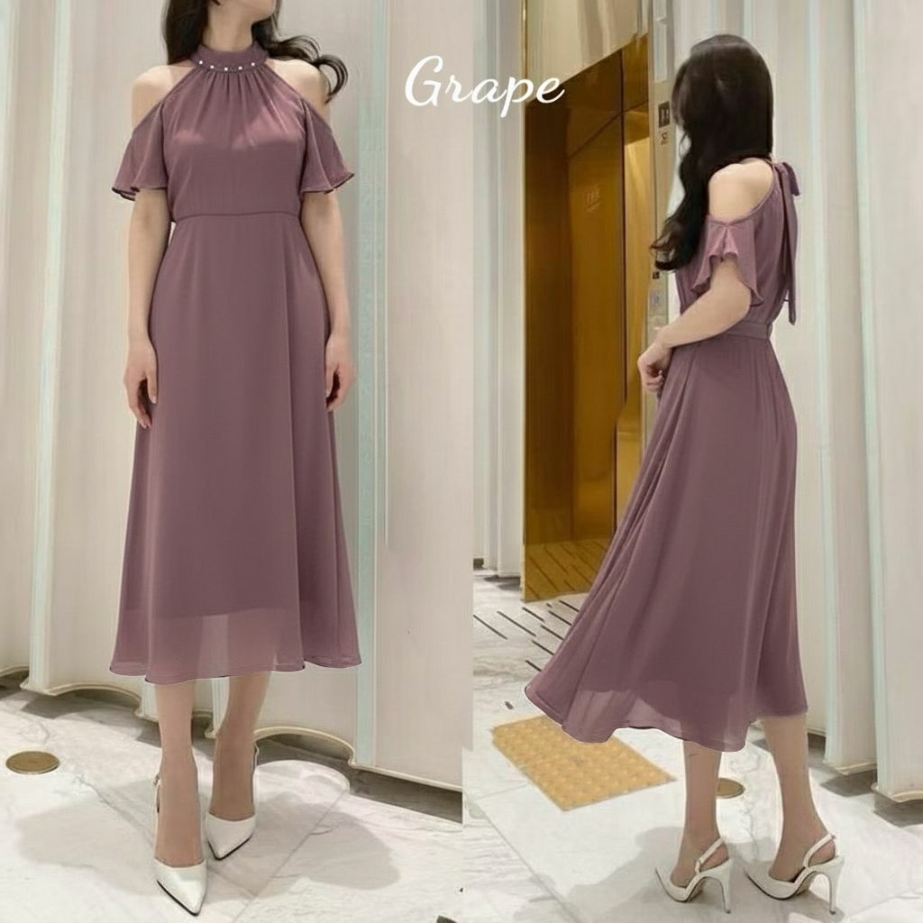 SHENY MIDI DRESS KOREAN STYLE VINTAGE DRESS POLOS