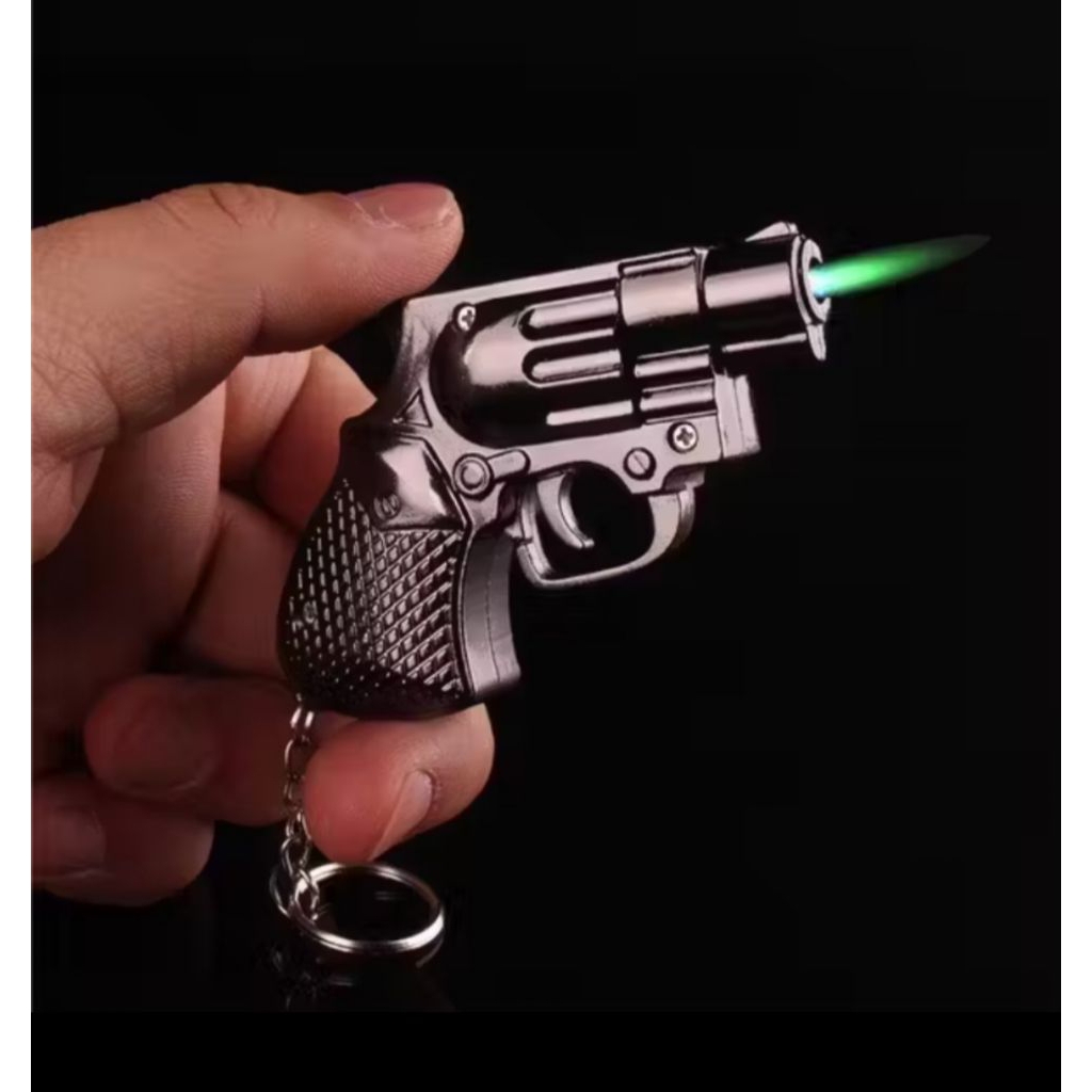 PROMOO Mancis Korek Api Gantungan Kunci Model Pistol Mini Revolver Unik
