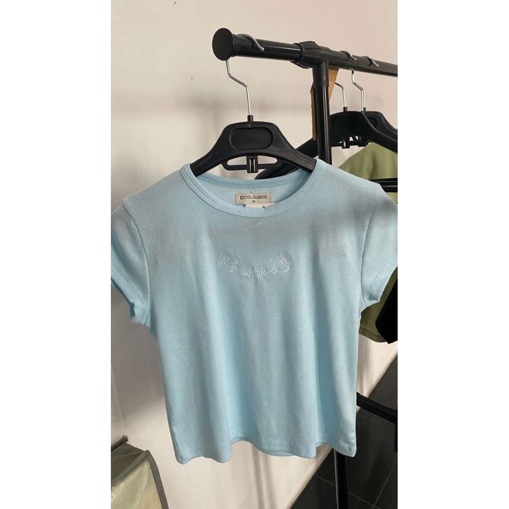 colorbox kaos blue crop top