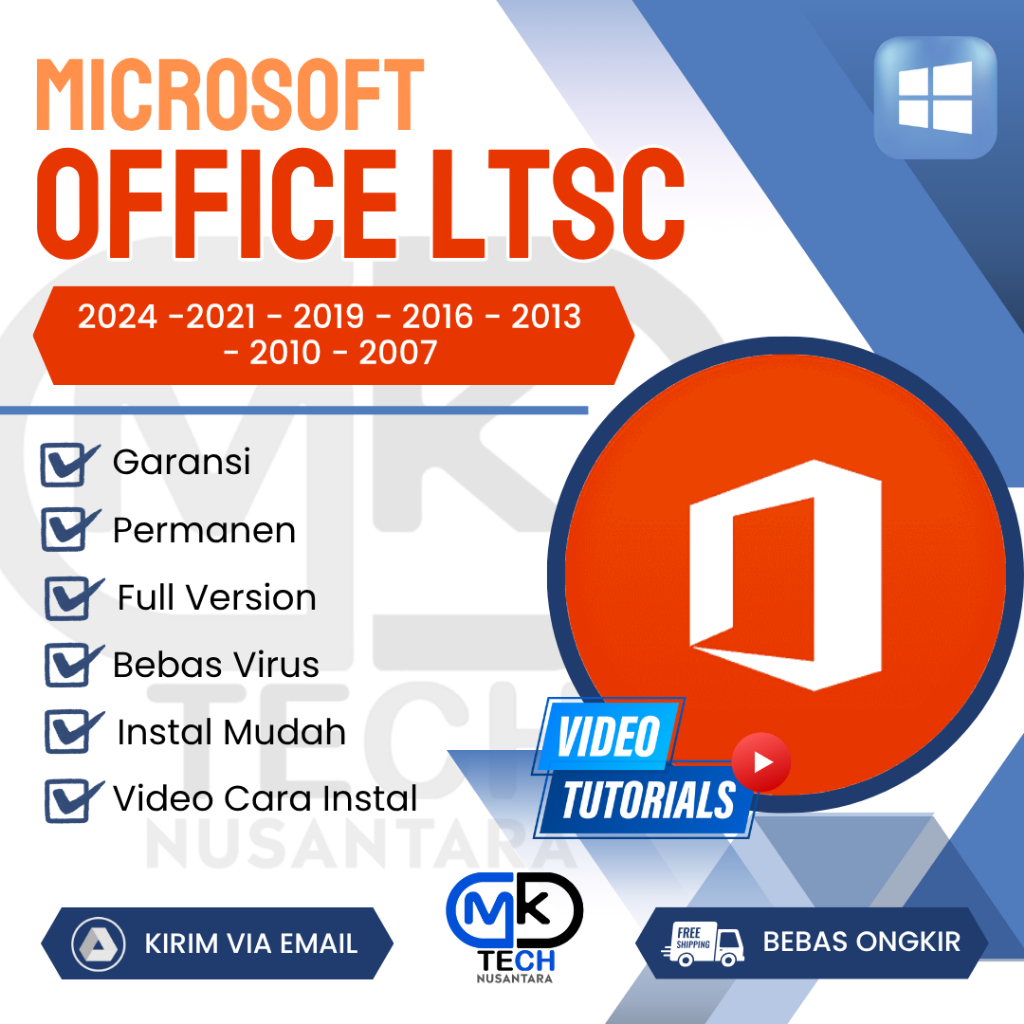 (Windows) Ms Office 2024 2021 2019 2016 2013 2010 2007 Full Versi Permanen Bergaransi
