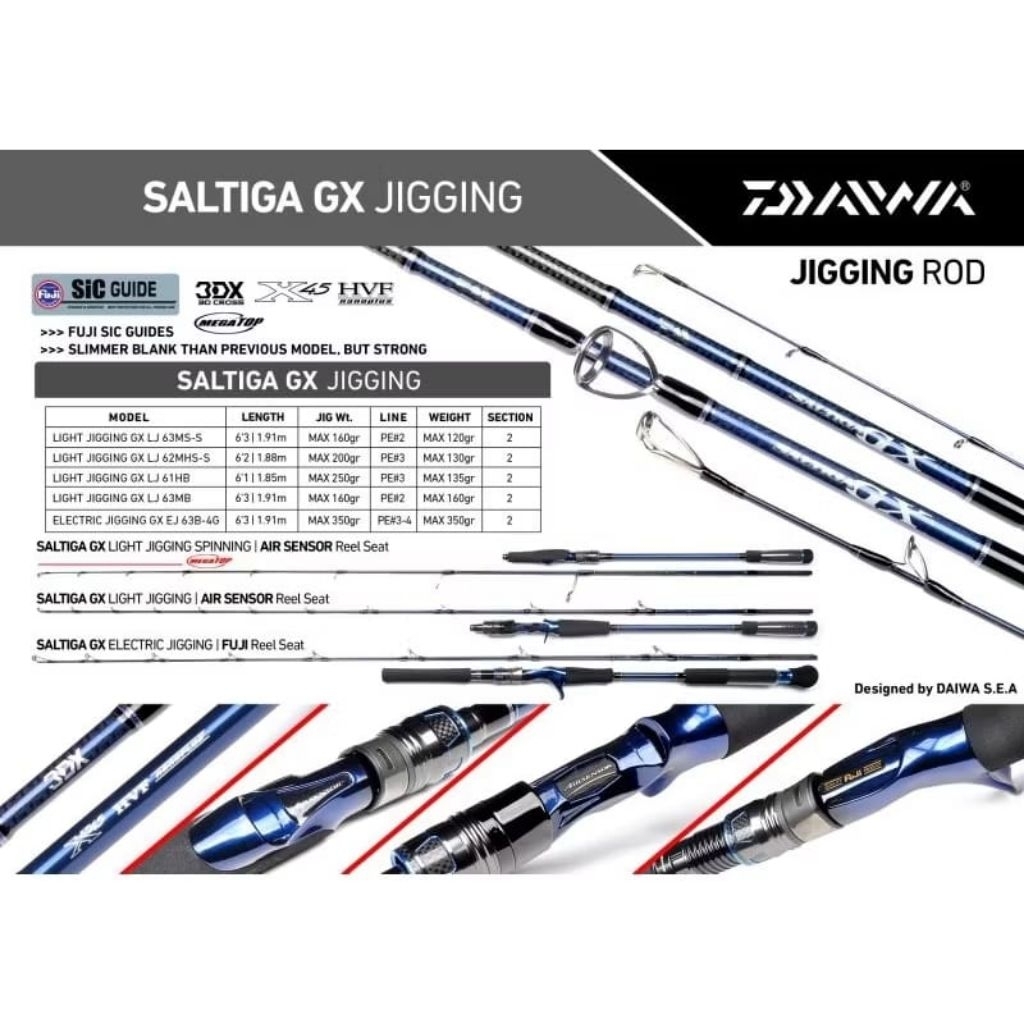 Joran Daiwa SALTIGA GX LJ 61HS-TG | 62MHS | 63MS | Spinning | Free Paralon PVC