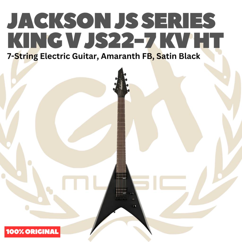 Jackson JS Series King V JS22-7 KV HT 7-String Electric Guitar, Amaranth FB, Satin Black - Gitar Lis