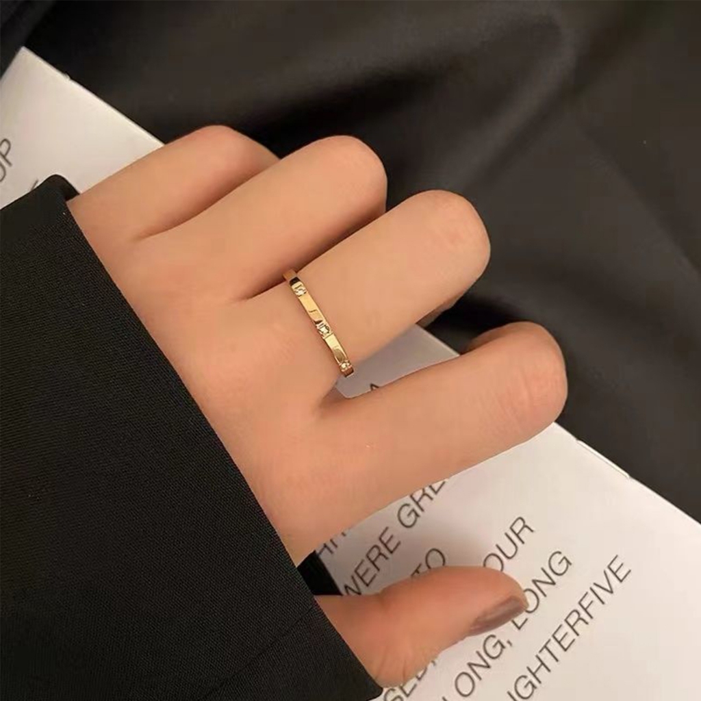 Sederhana Cincin Couple Bestie Berlian Baja Titanium Kristal Fashion Zirkon Cincin Cocok untuk Sehar