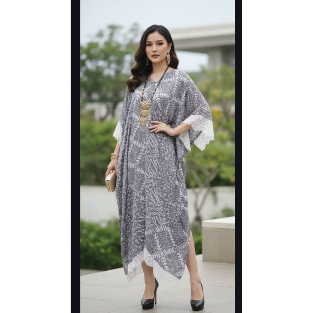 kaftan wanita / dress wanita brokat / kaftan batik