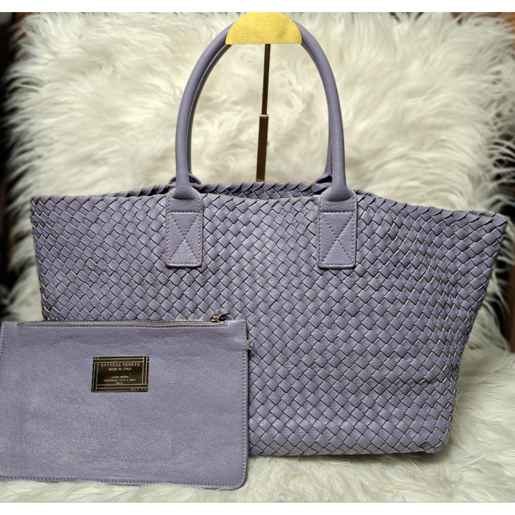 Tote Bag BV Anyam Genuine Leather Lilac  MANTAN