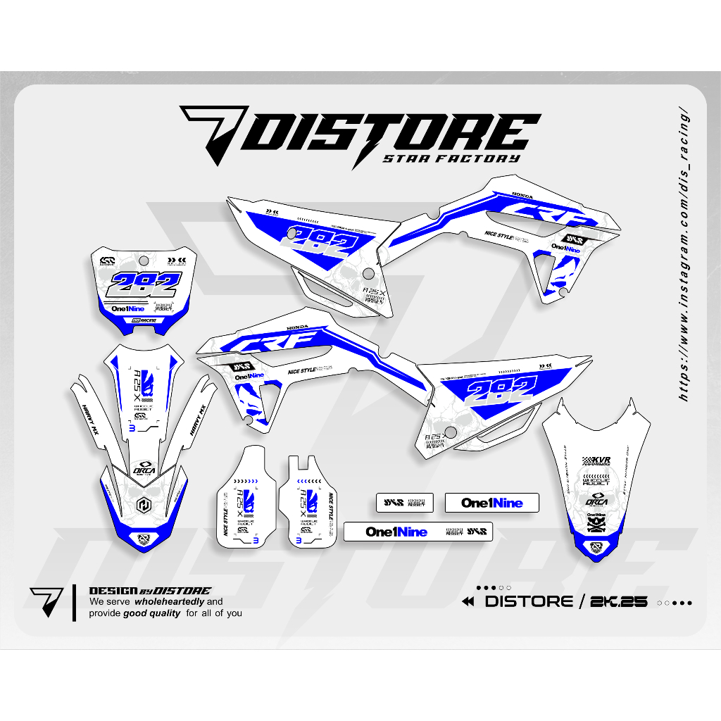 DECAL CRF 450 CUSTOM PUTIH BIRU