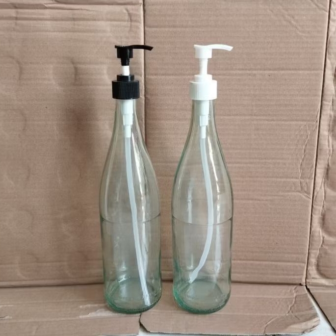 Botol Kaca 750ML Drat/ulir Tutup Pump Polos, Botol Sirup Pump, Pana 750ML Pump