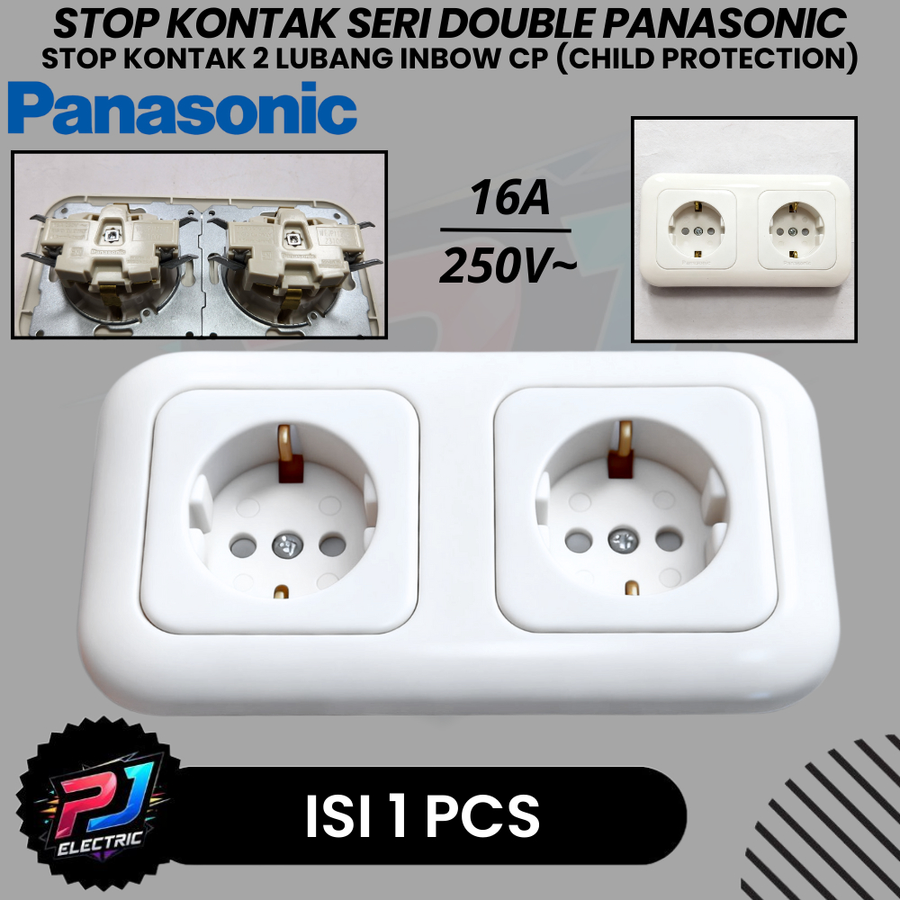 Stop Kontak Seri IB 2 Gang CP Panasonic / Stop Kontak 2 Lubang Inbow Tanam Child Protection Panasoni