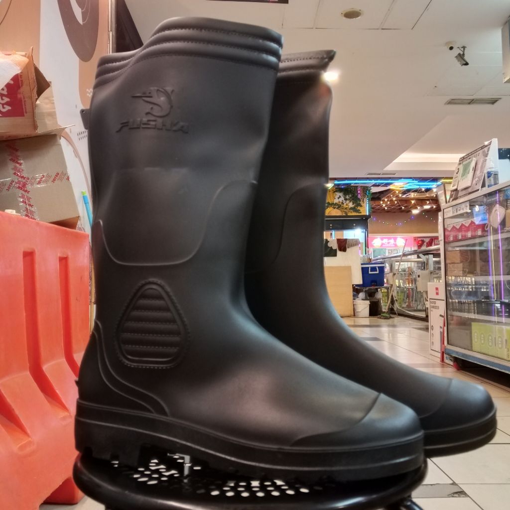 Sepatu Safety Boot Karet Fusha Hitam - Safety Boot Fusha Karet Berkualitas