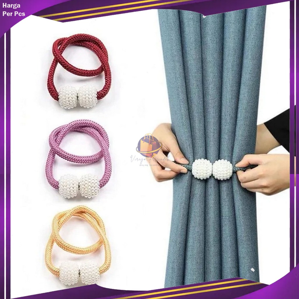 Tali Pengikat Gorden Klik Mutiara 1 PC Pengait Hordeng klik Curtain Ball Dekorasi Jendela Rumah Mura