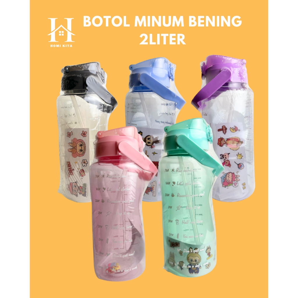 Botol Viral Transparan Bening 2LITER FREE STICKER
