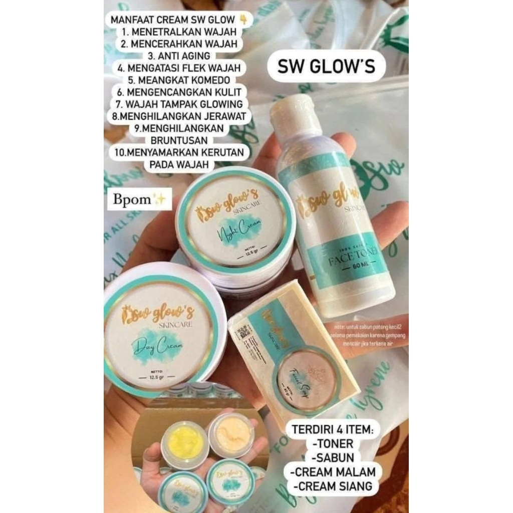COD ReadyStok Paket cream Dsw Glow'ss ori Cream memutihkan Memudarkan flek tebal glowing jerawat kus