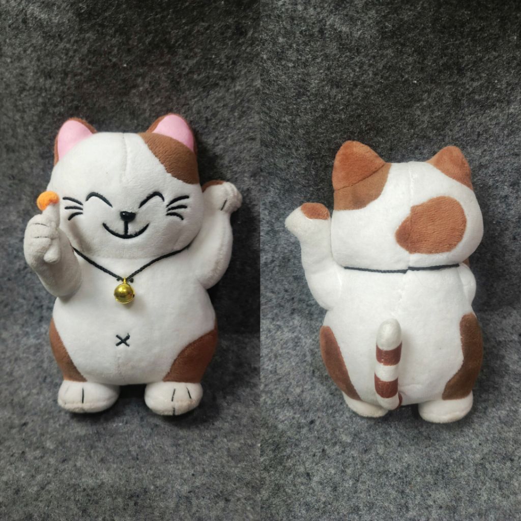 Boneka Kucing Hoki Warna Coklat Putih