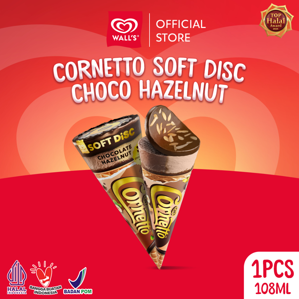 Cornetto Disc Choco Hazelnut 108ml - Wall's Es Krim / Ice Cream