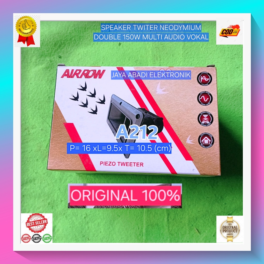A212 SPEKER AIRROW H85 SPEAKER TWITER ORI 100% VOCAL SPIKER SPK NEODYMIUM PASIF AUDIO DOUBLE 150W MU