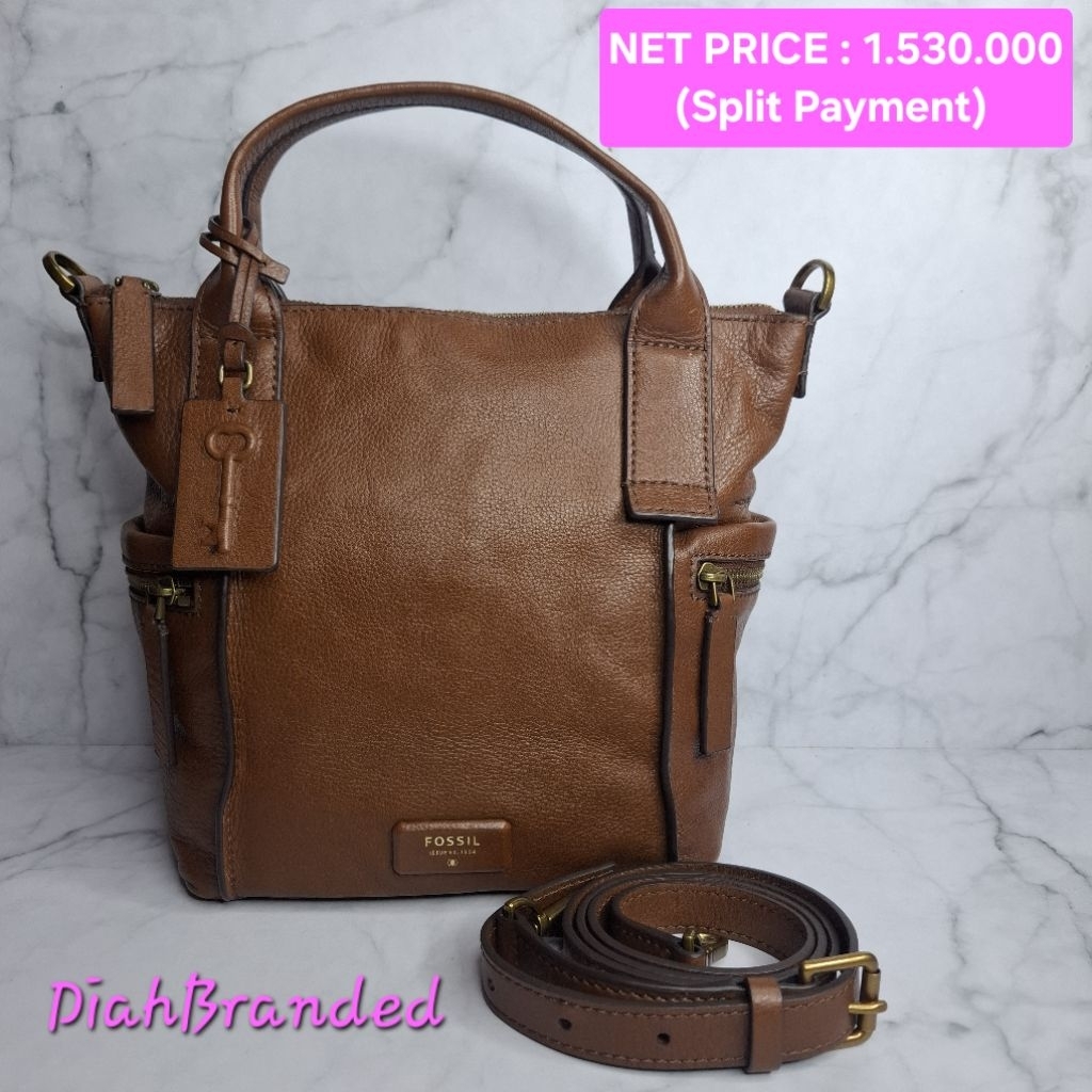 F066 - PRELOVED TAS FOSSIL EMERSON MEDIUM BROWN WITH KEY